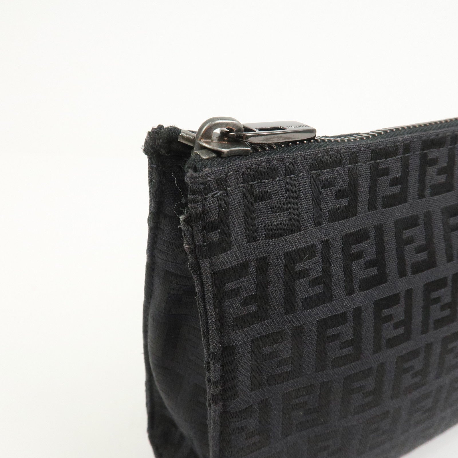 FENDI Zucchino Logo Canvas Cosmetic Pouch Black 7N0007