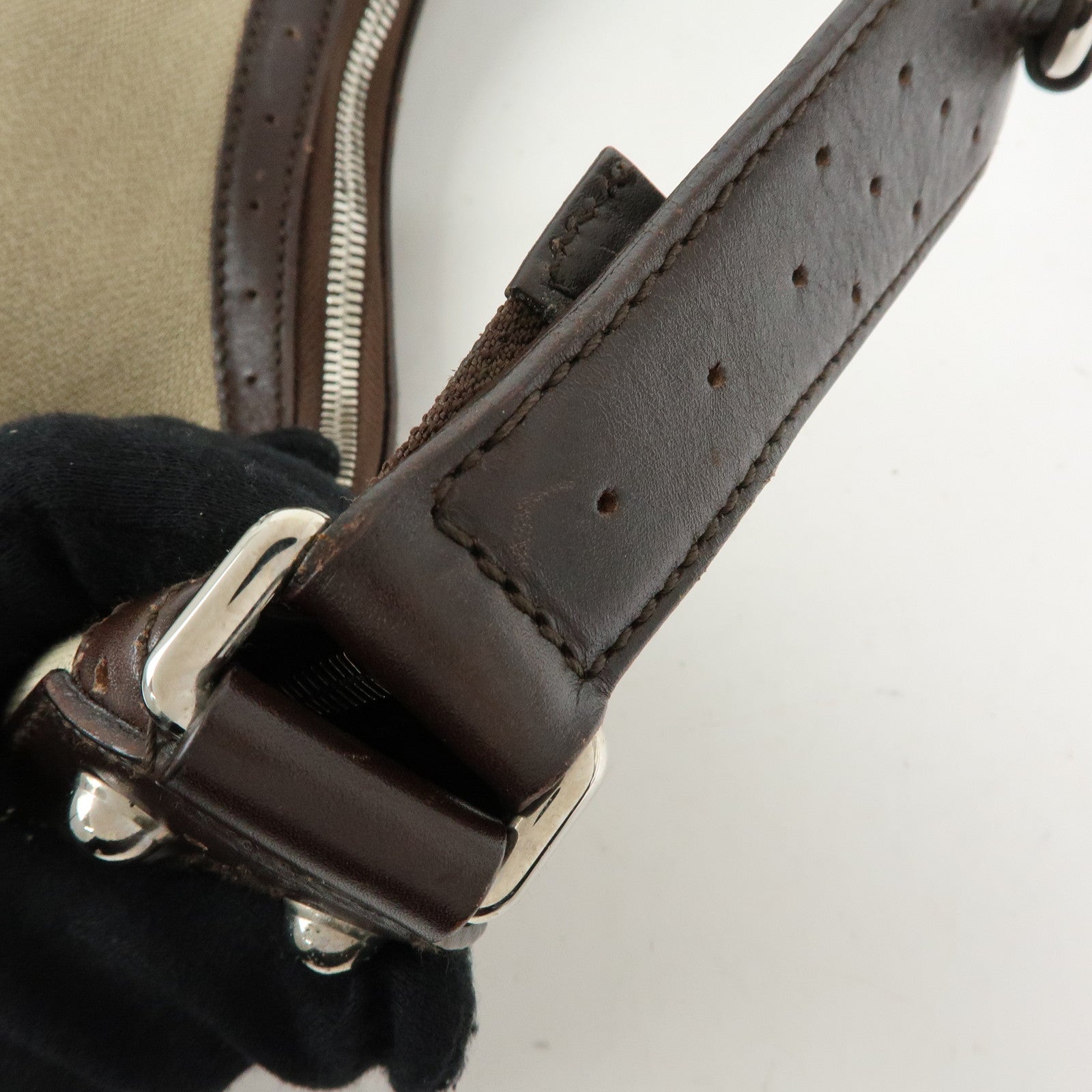 GUCCI Sherry Interlocking G Canvas Shoulder Hand Bag Beige 114871