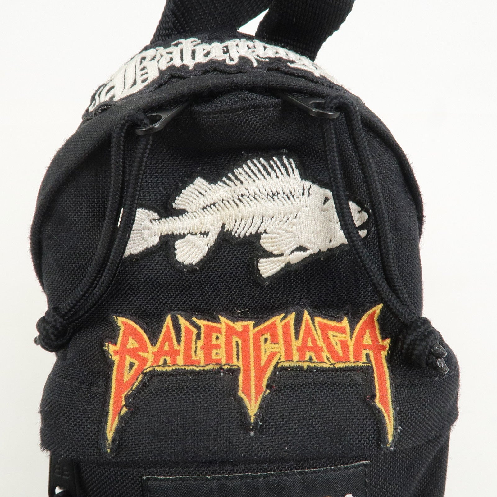 BALENCIAGA Logo Nylon Explorer Mini Shoulder Bag Black 656060