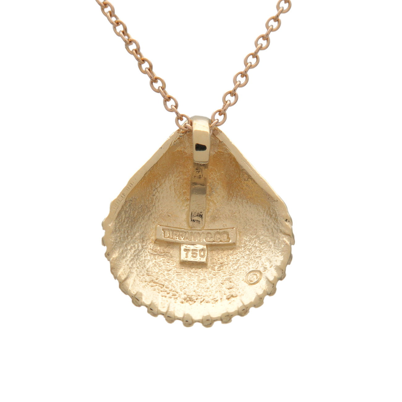 Tiffany & Co Shell Charm Pendant Necklace K18 750YG Yellow Gold