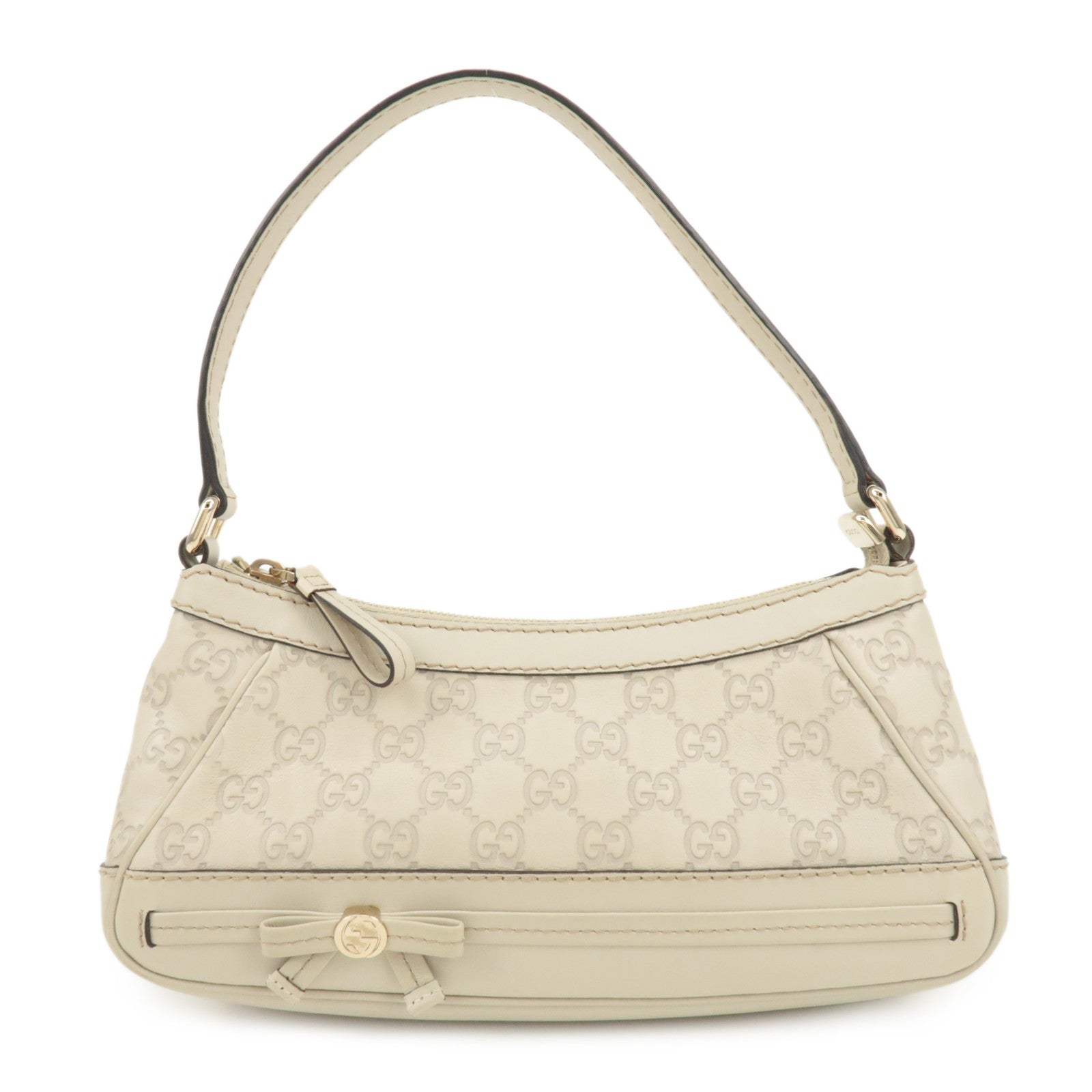 GUCCI Guccissima Mayfair Leather Shoulder Hand Bag Ivory 269893 Used