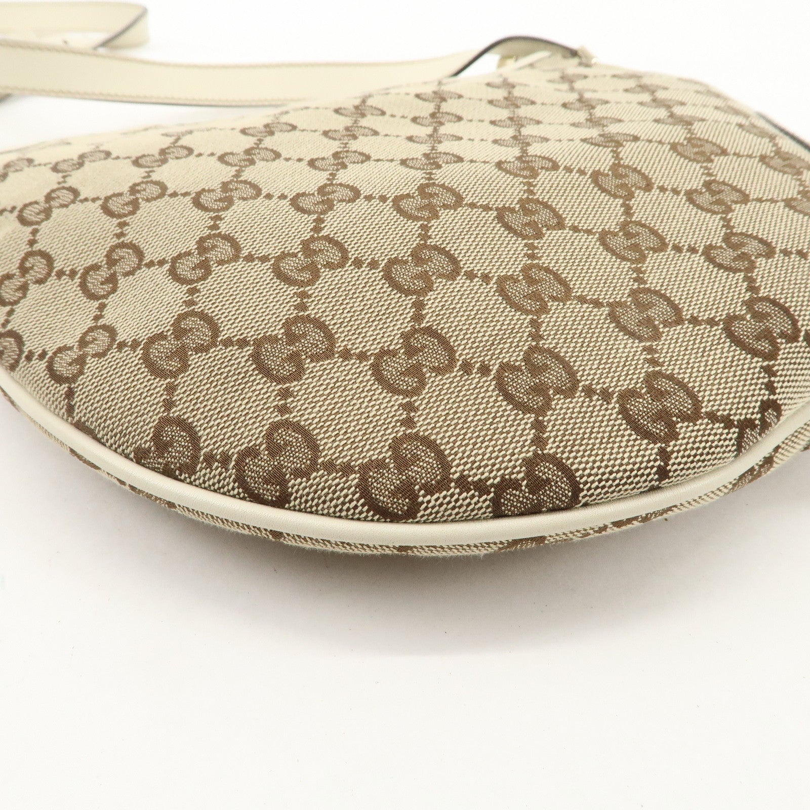 GUCCI Interlocking G GG Canvas Leather Shoulder Bag Beige 16998 Used