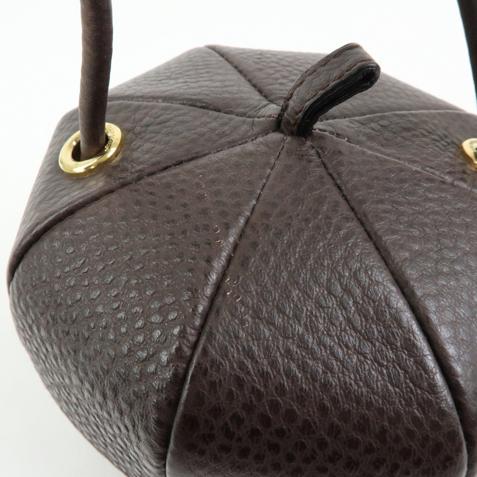 Ferragamo Leather Shoulder Bag Crossbody Bag Acorn Bag Dark Brown