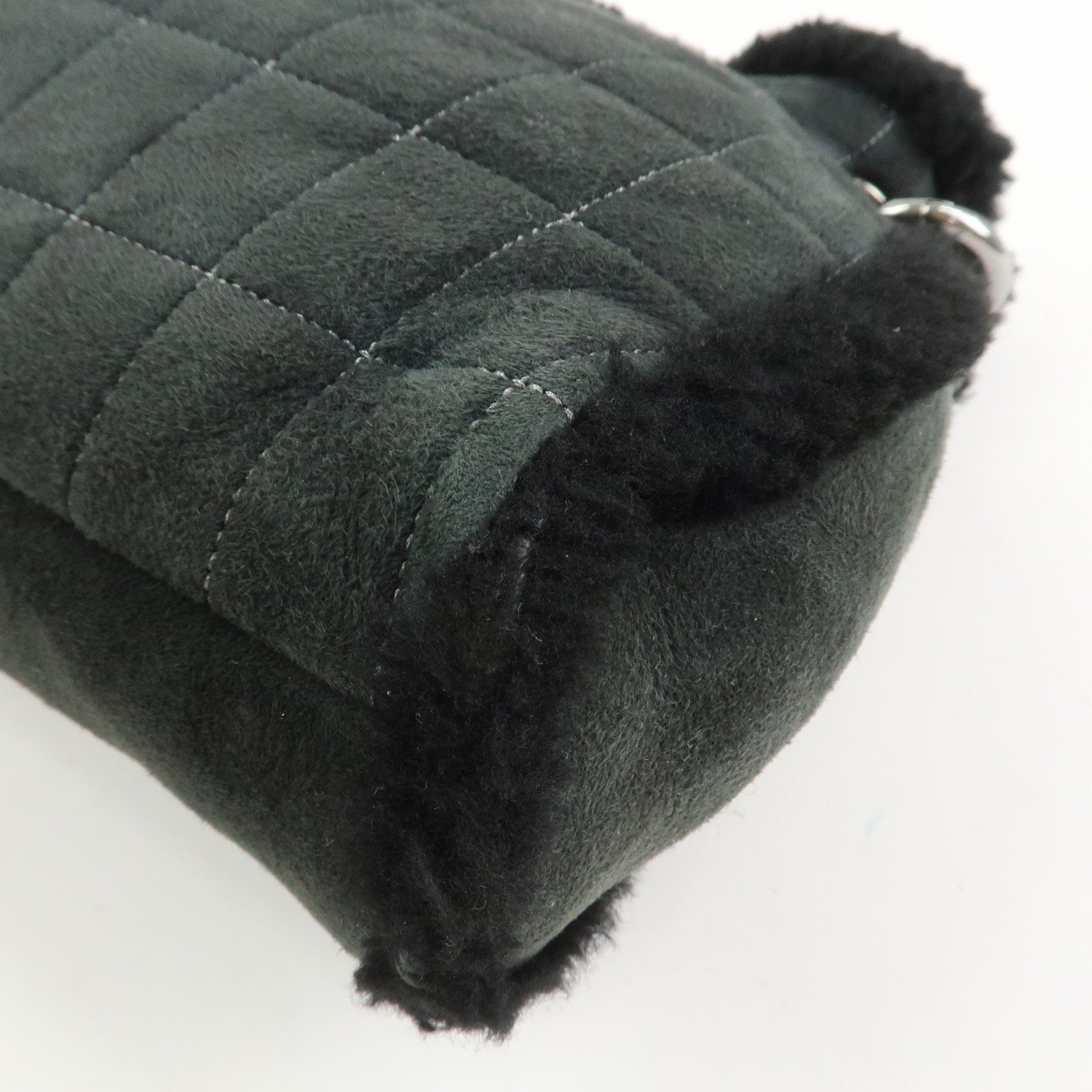 CHANEL Mouton Leather Chain Shoulder Bag Hand Bag Black Silver