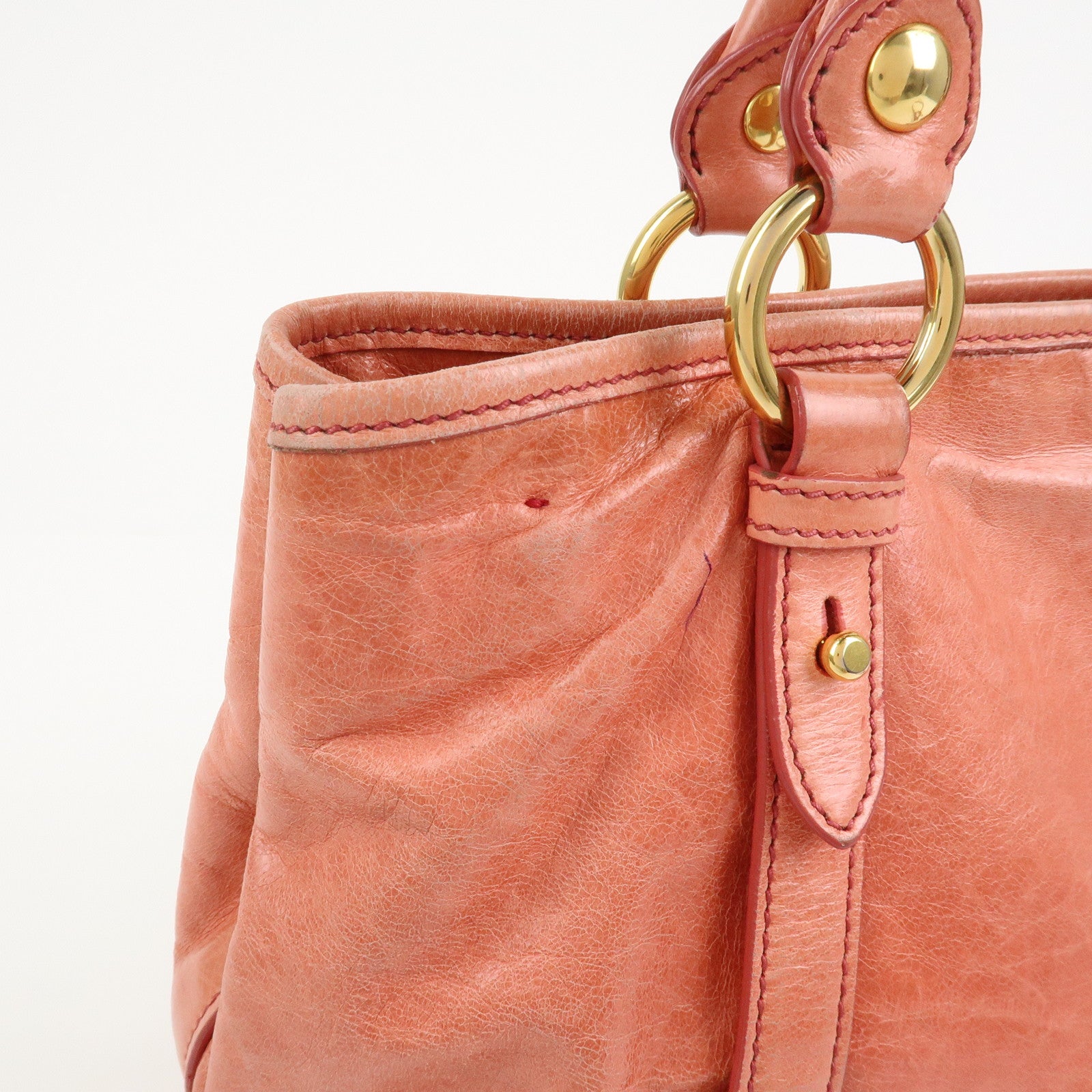 MIU MIU Leather 2Way Bag Hand Bag Shoulder Bag Crossbody Bag Pink