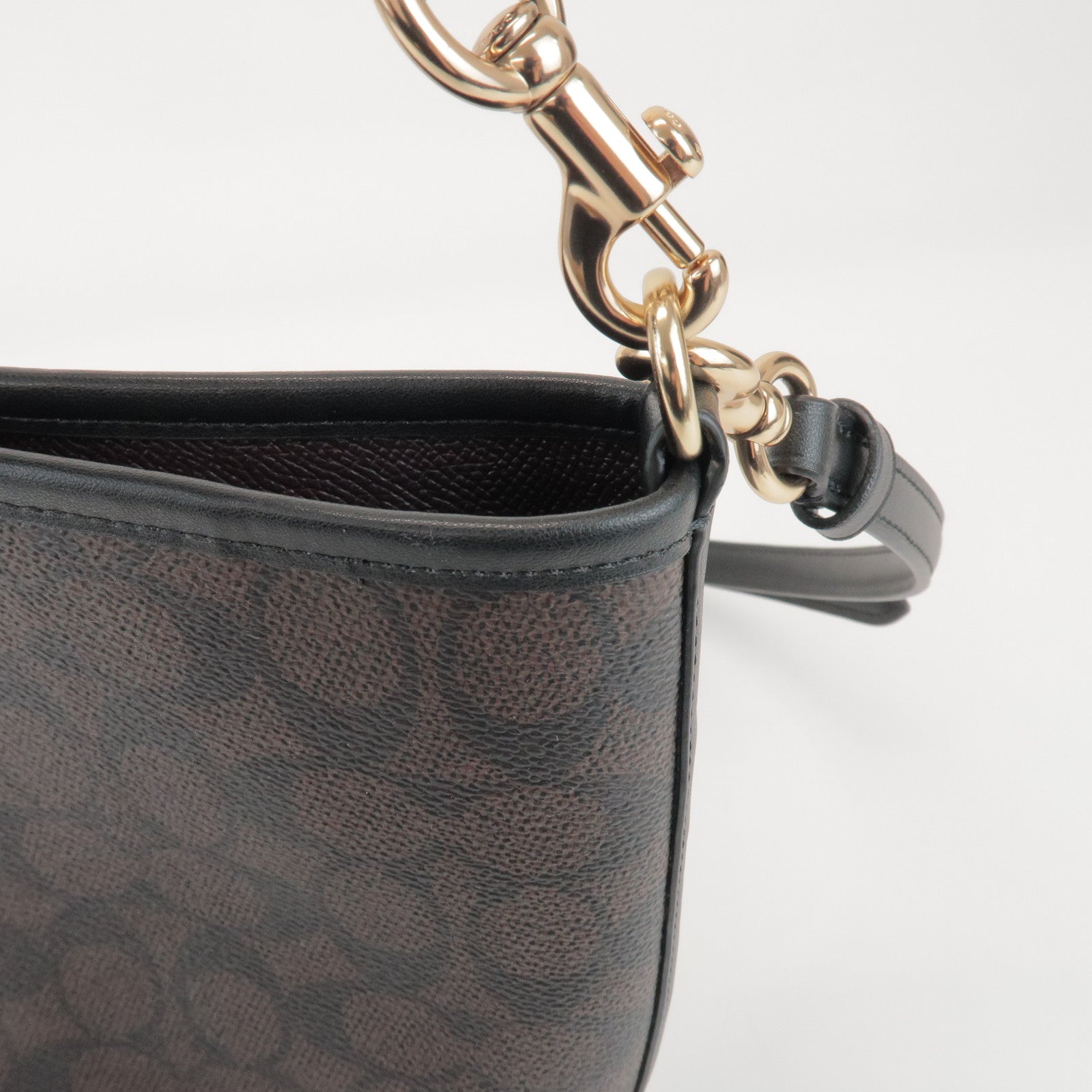 COACH Signature City PVC Leather 2Way Shoulder Bucket Bag Brown