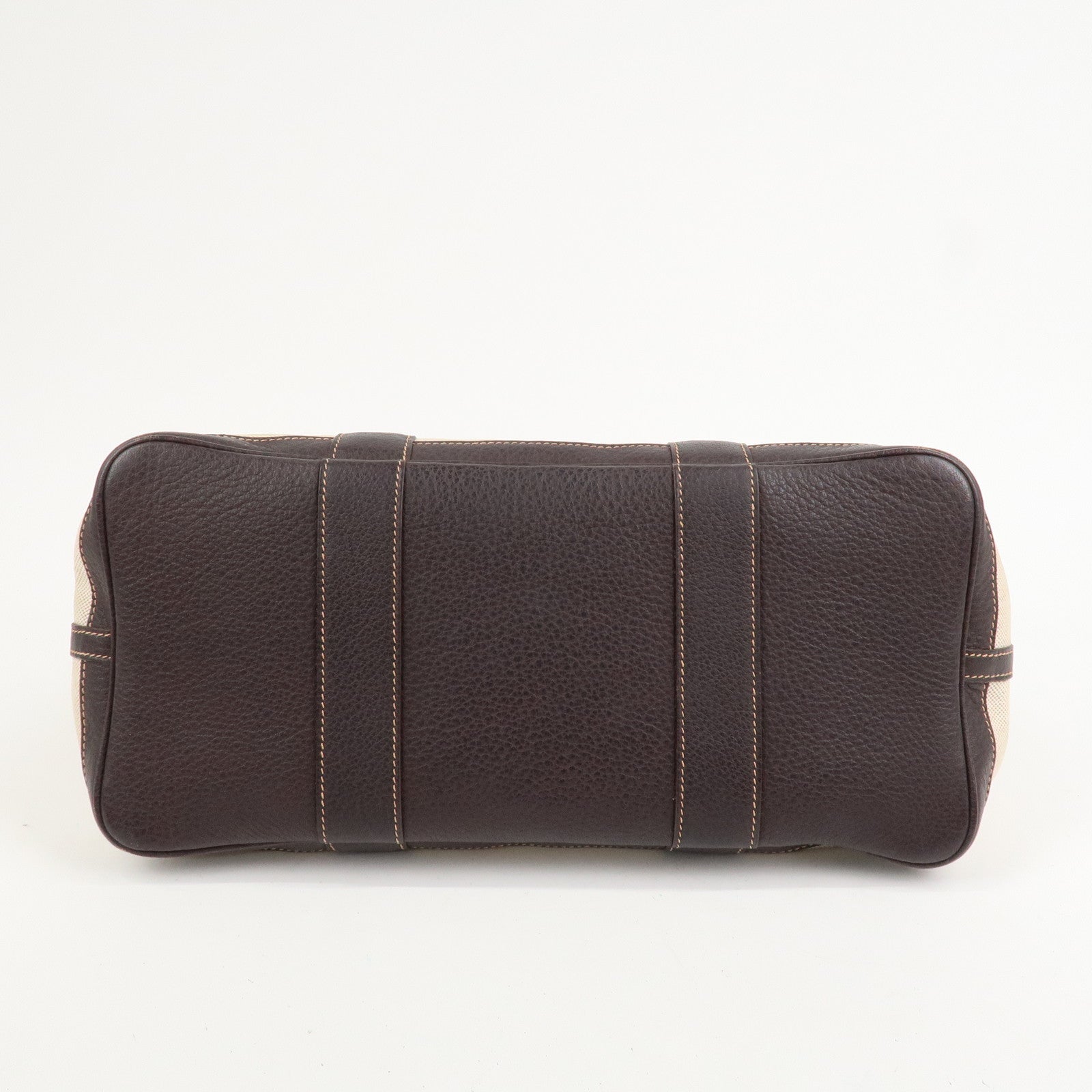 HERMES Leather Toile H Garden Party PM Tote Bag Hand Bag Natural