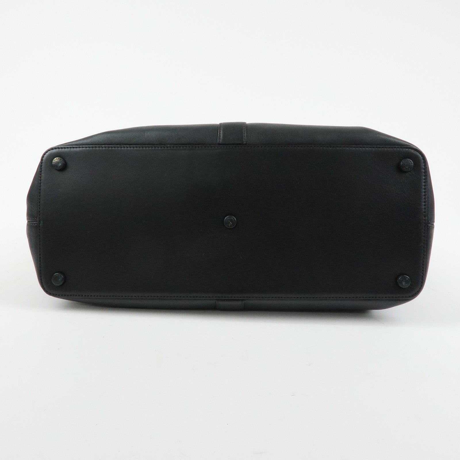 CHANEL COCO Mark Calf Leather Boston Bag Hand Bag Black