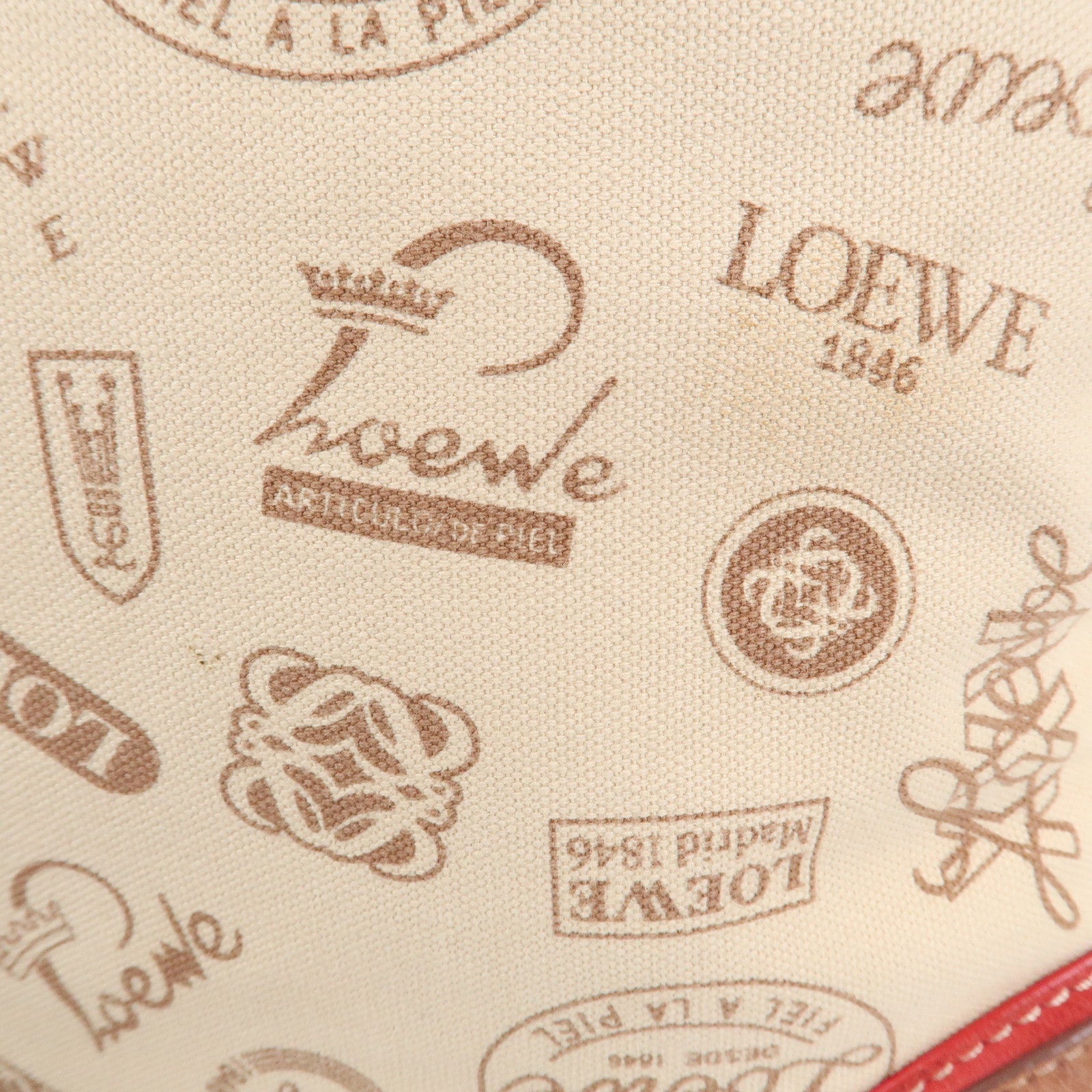 LOEWE Anagram 160th Anniversary Canvas Leather Shoulder Bag Beige