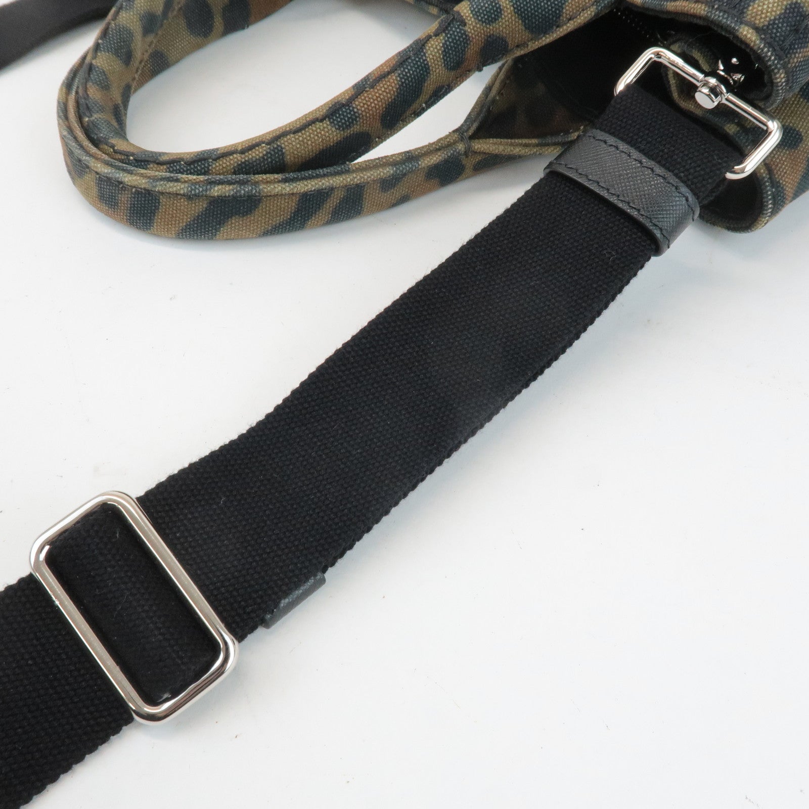 PRADA Canapa Canvas 2Way Bag Hand Bag Shoulder Bag Camouflage B2642B Used