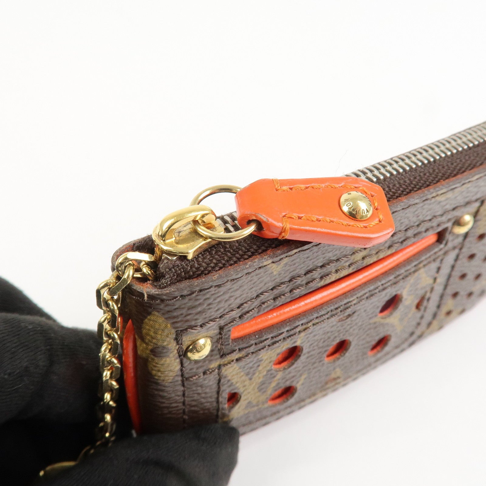 Louis Vuitton Monogram Canvas Perfo Pochette Cles Orange M95222 Used