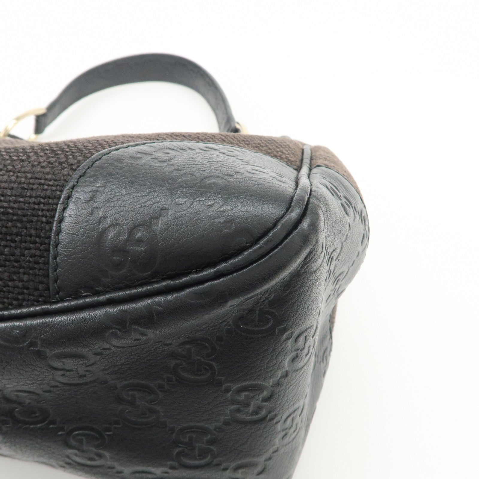 GUCCI Guccissima Leather Canvas Shoulder Bag Hand Bag Brown 257265