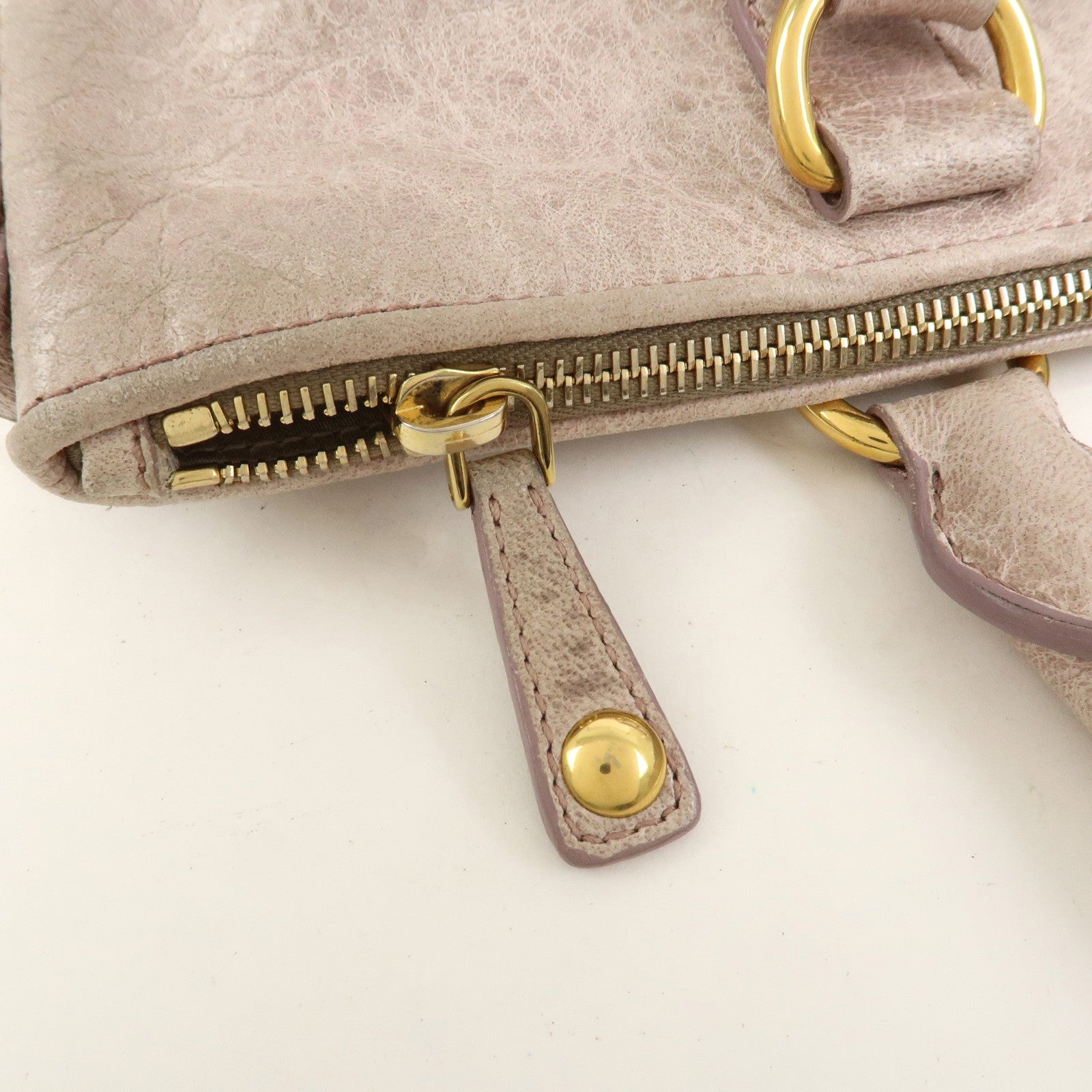 MIU MIU Logo Leather  2Way Bag Hand Bag Shoulder Bag Ivory