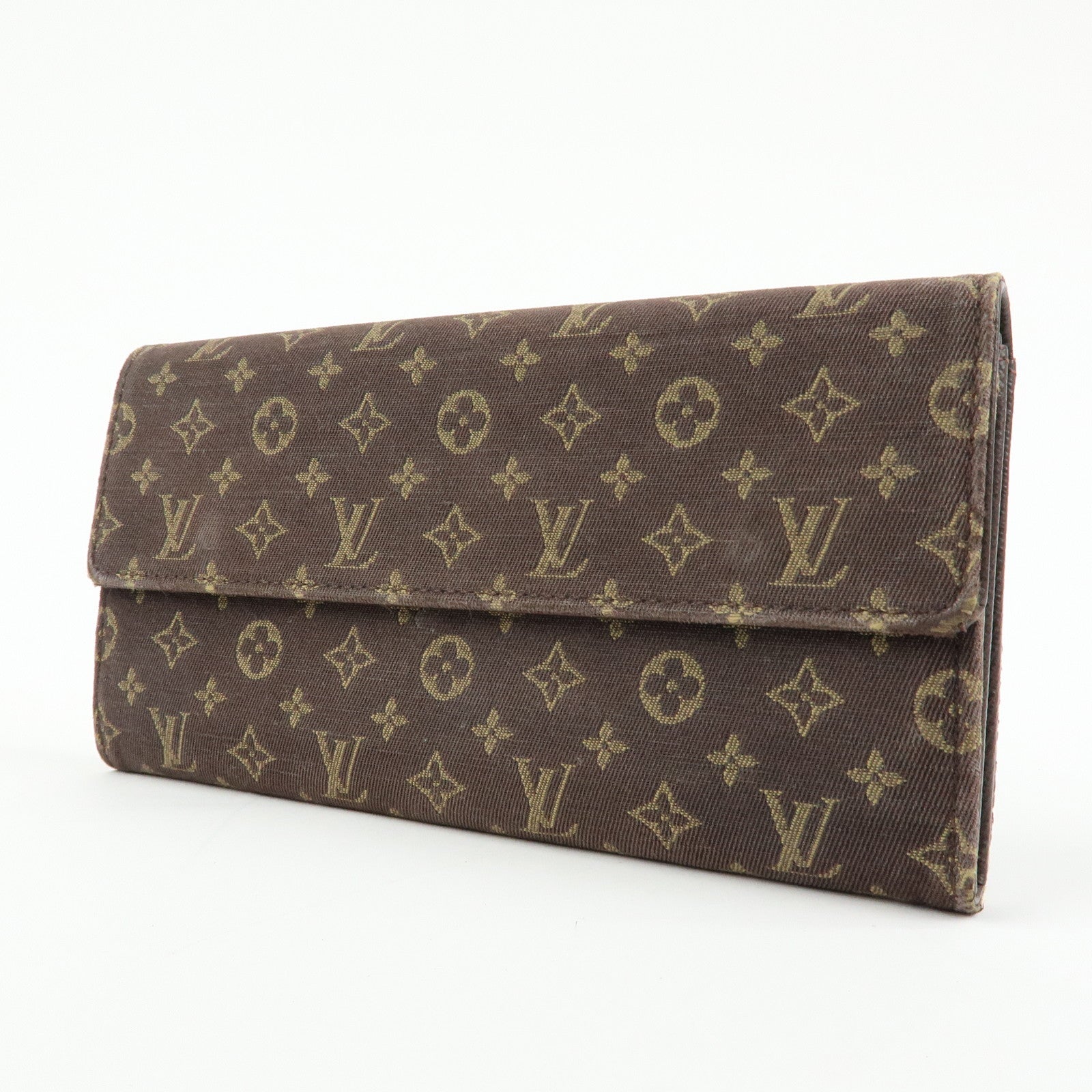 Louis Vuitton Monogram Mini Lin Canvas Long Wallet Brown M95234
