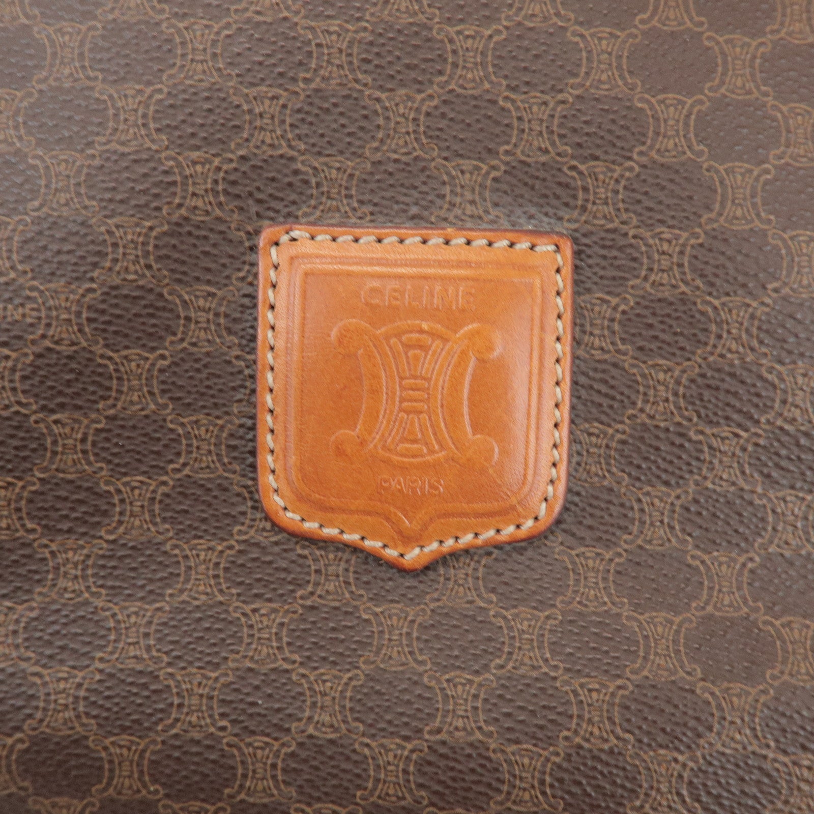 CELINE Macadam PVC Leather Boston Bag Hand Bag Brown