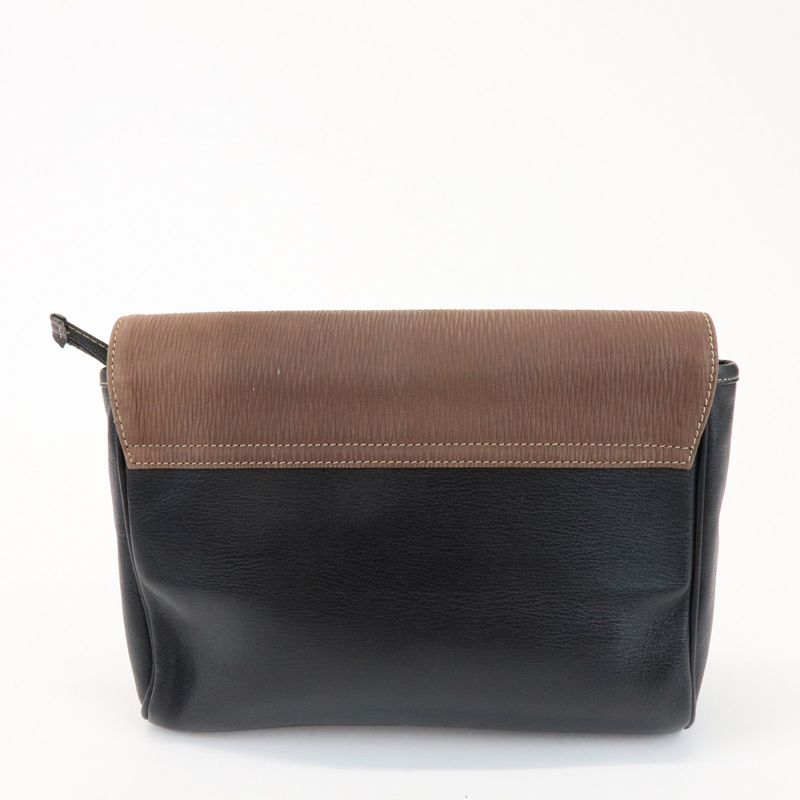 LOEWE Velazquez Logo Leather Clutch Bag Black Brown