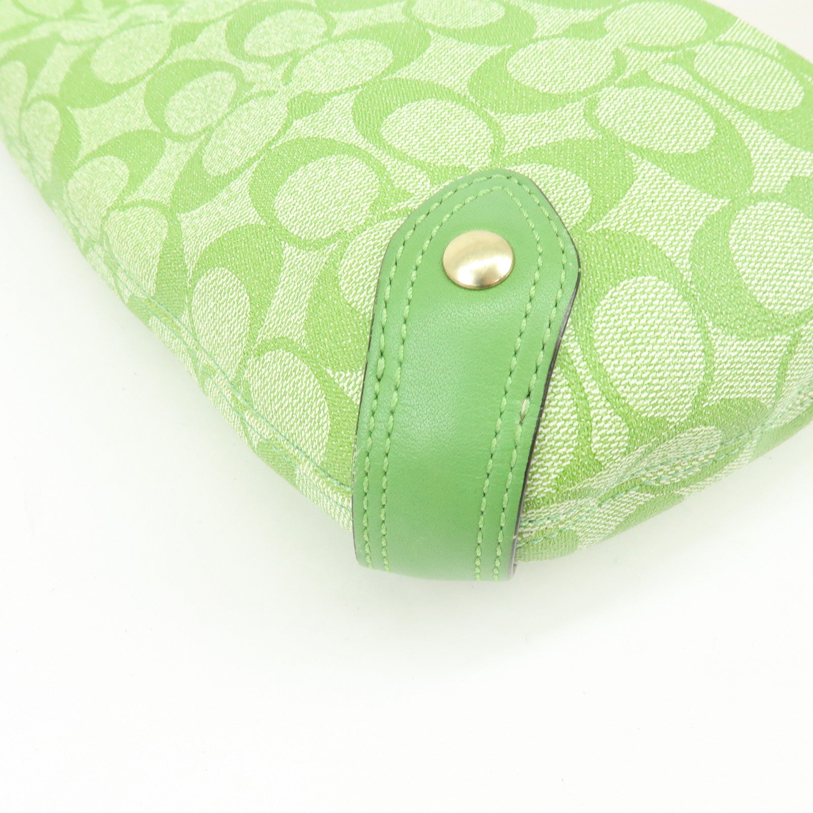 COACH Signature PVC Leather 2Way Bag Shoulder Bag Hand Bag Green