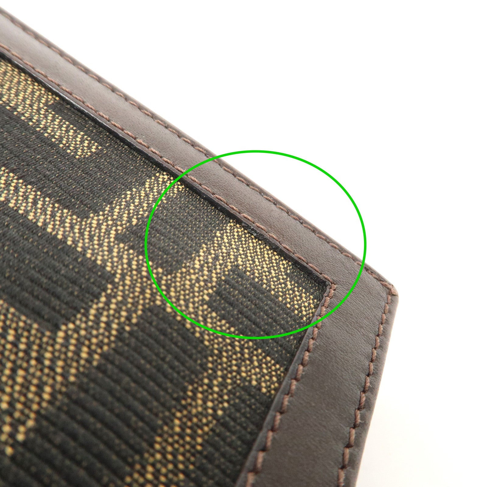 FENDI Zucca Canvas Leather Bi-Fold Compact Wallet Beige Brown 01692 Used