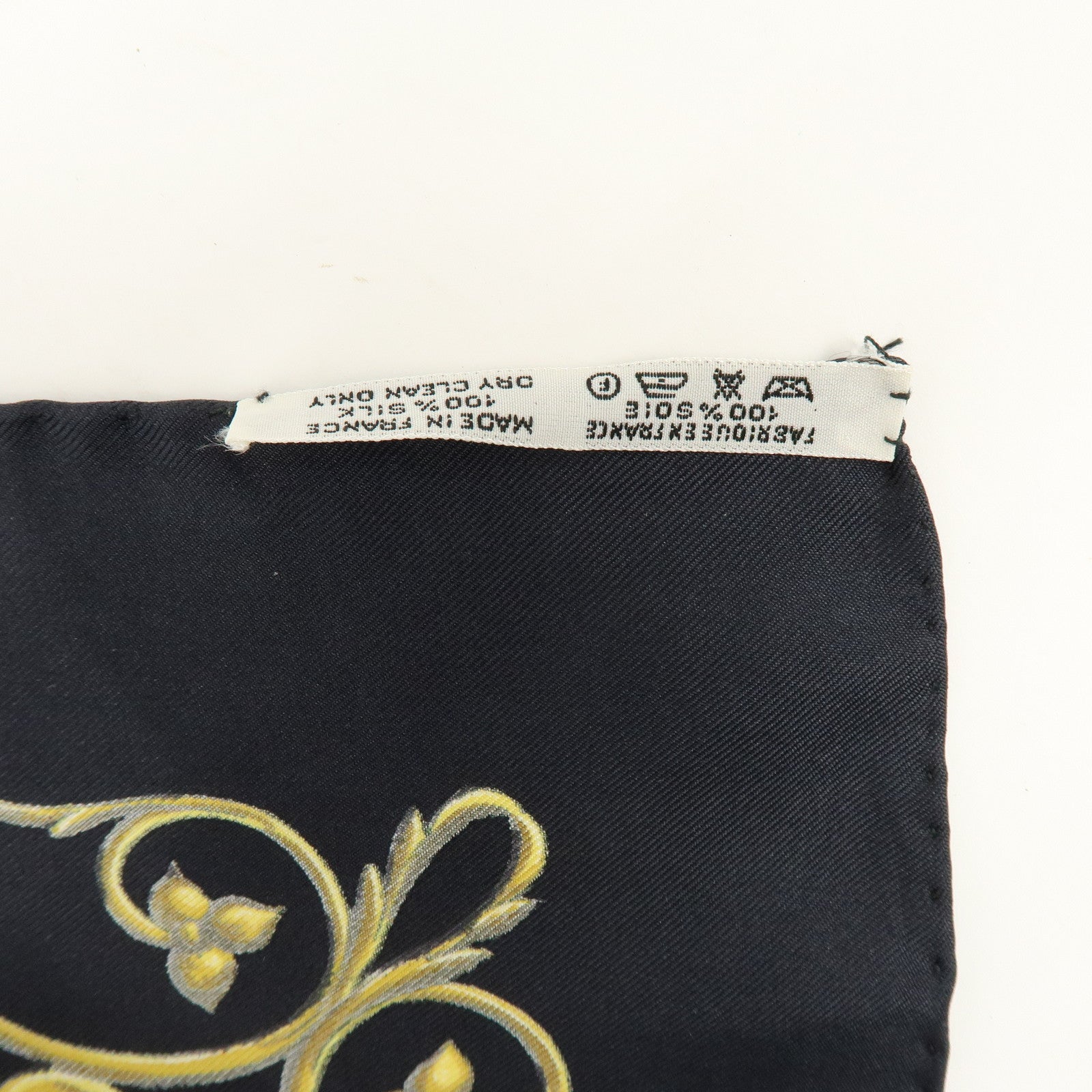 HERMES Carre 90 Silk 100% Scarf DIES ET HORE Black Gold White