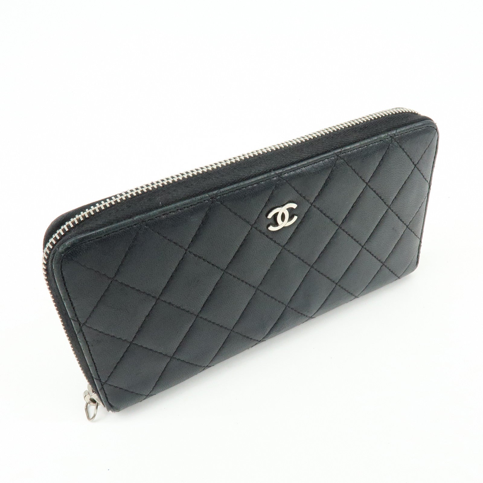 CHANEL Matelasse COCO Mark Round Zippy Long Wallet Black A50097