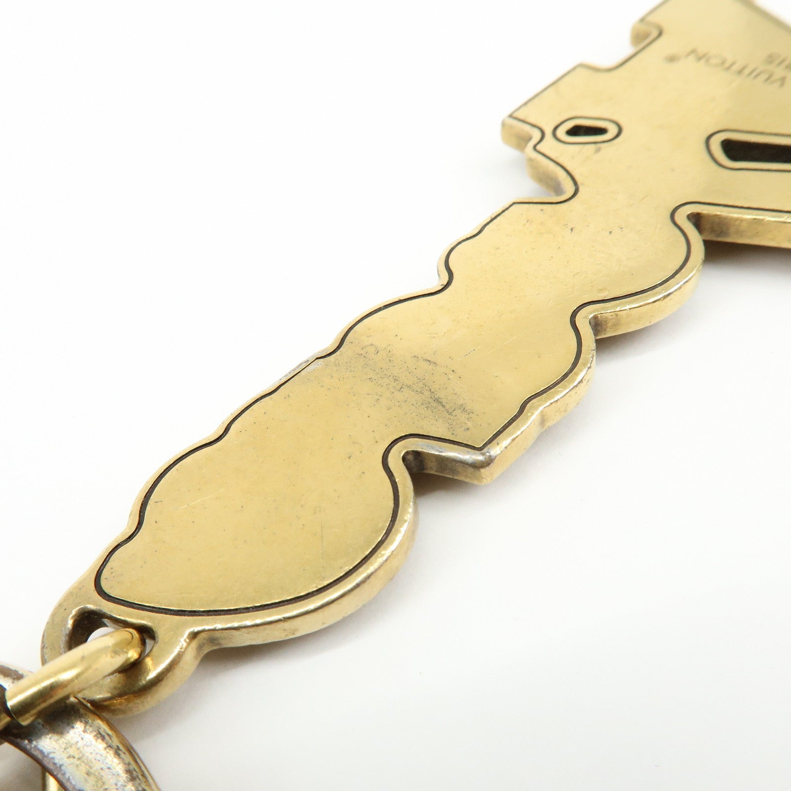 Louis Vuitton LV Lovers Studs Metal Bag Charm Key Chain Gold M01755