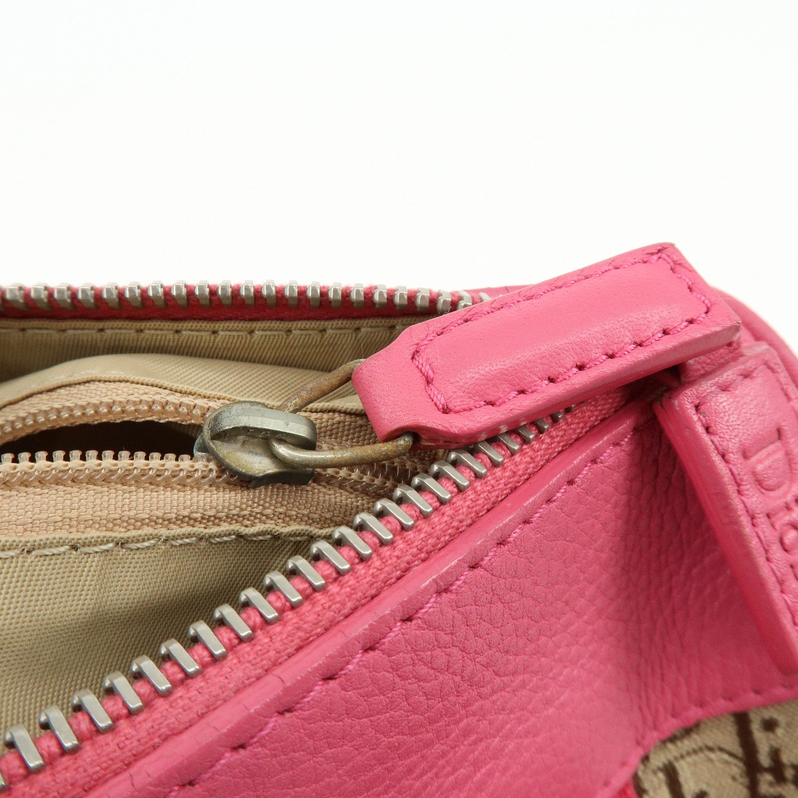 Christian Dior Trotter Street Chic Canvas Leather Boston Bag Pink