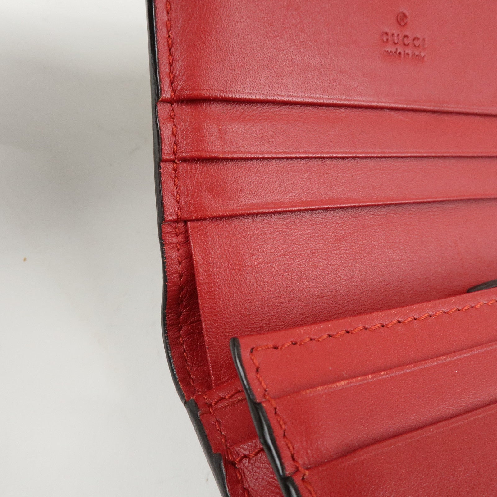 GUCCI Interlocking G GG Supreme Cherry Compact Wallet Beige 476050 Used