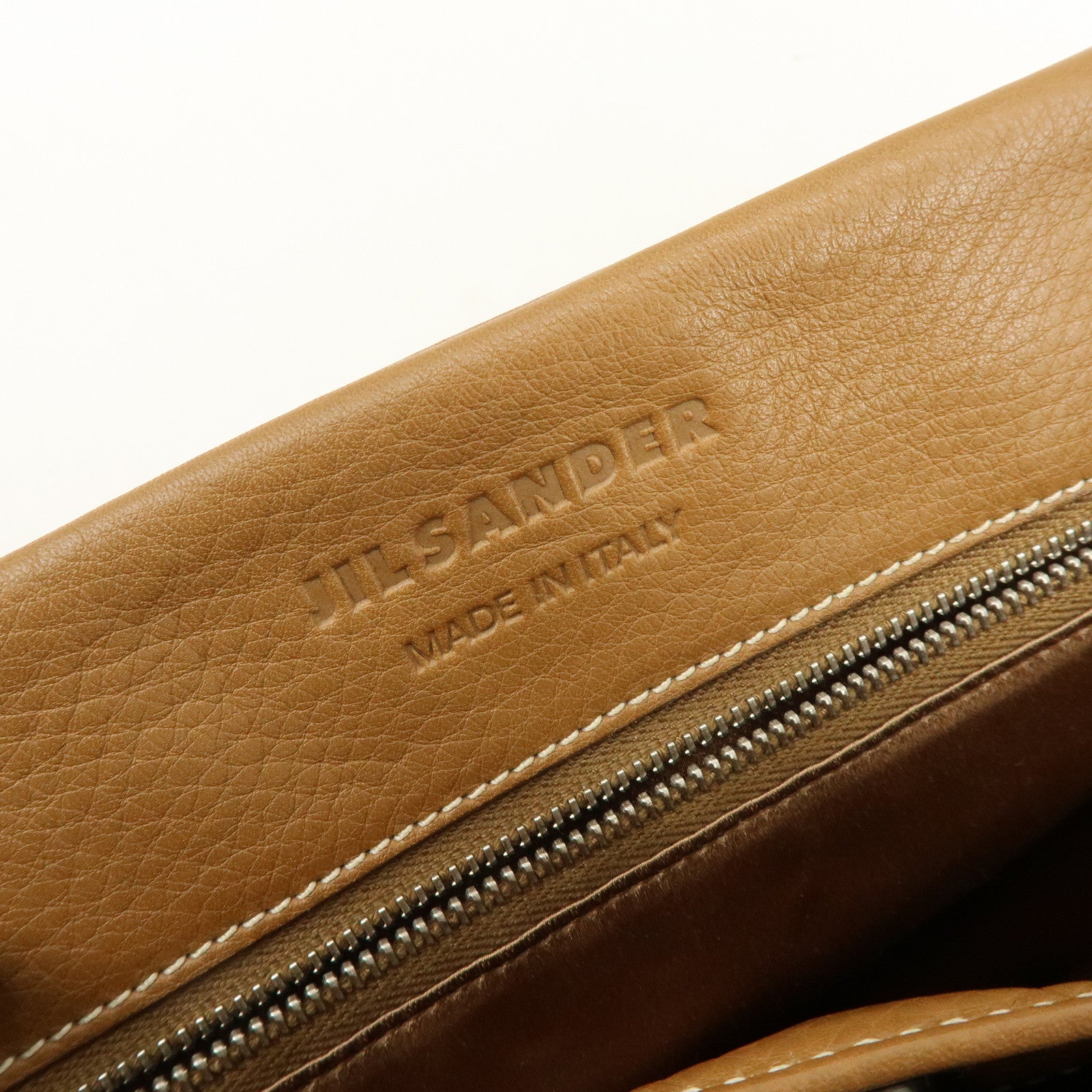 JIL SANDER Logo Leather Tote Bag Shoulder Bag Camel