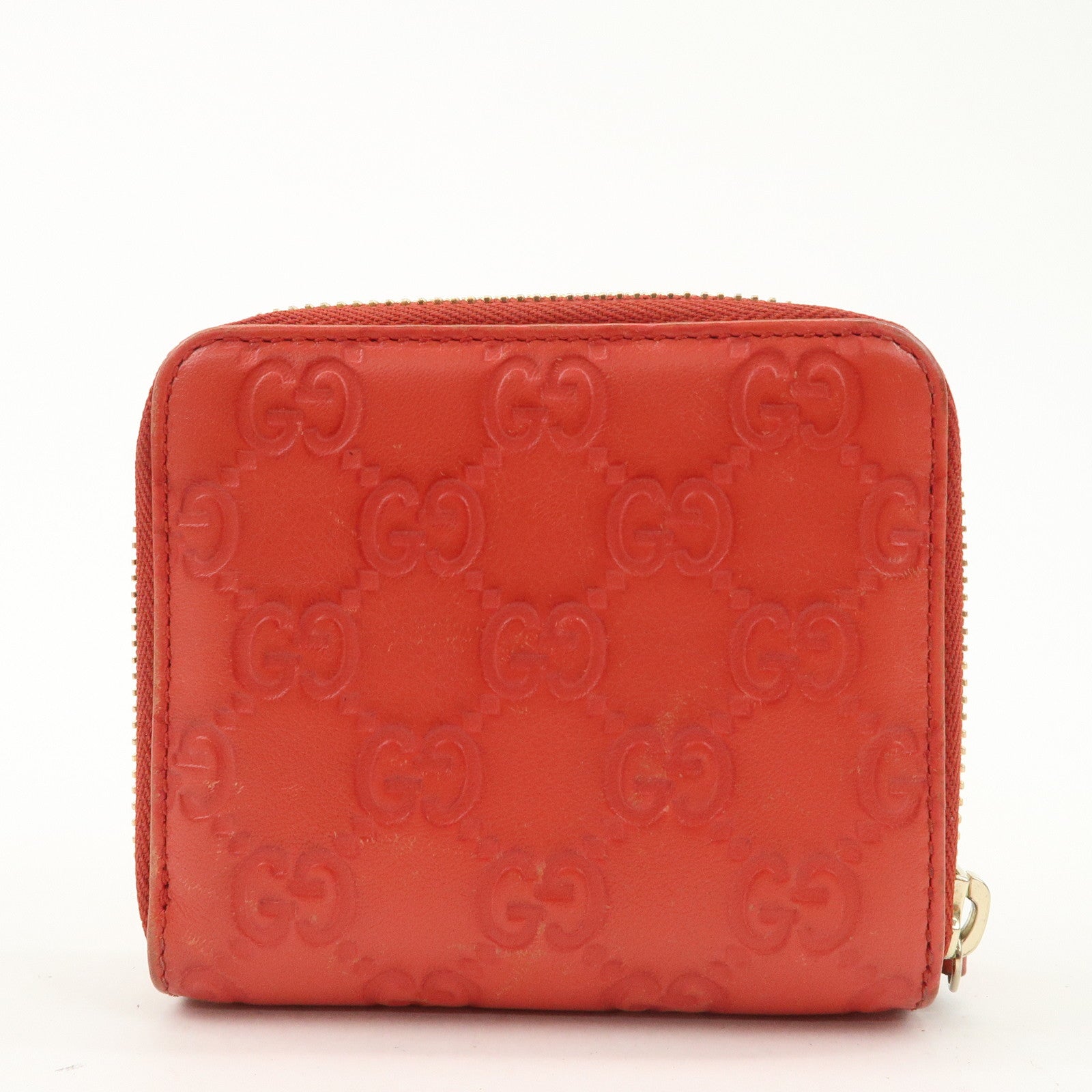 GUCCI Guccissima Leather Bi-fold Compact Wallet Red 346056
