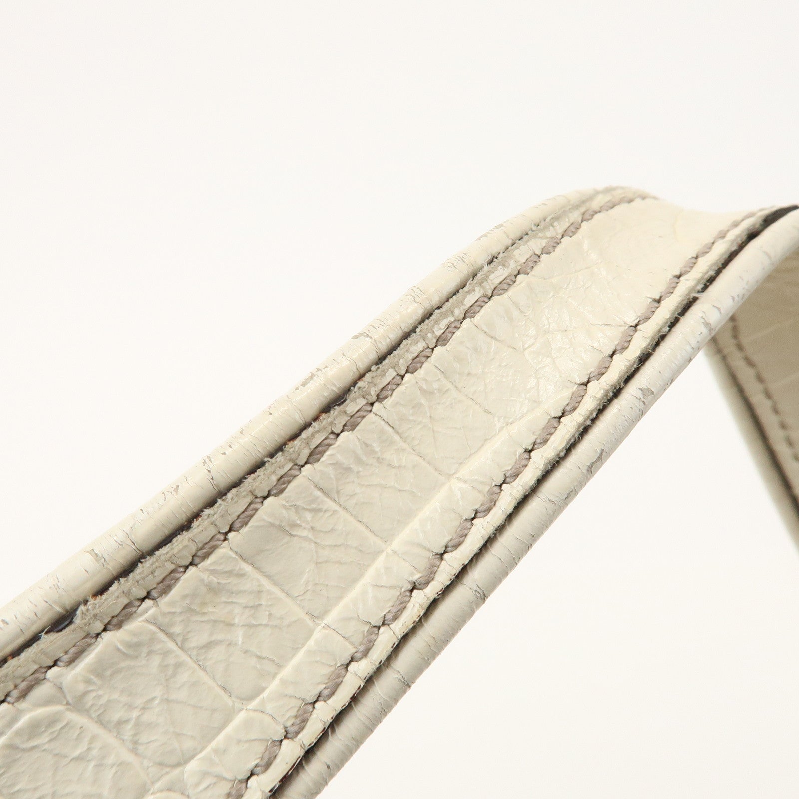 CELINE Macadam Bittersweet Canvas Leather Shoulder Bag Beige Ivory