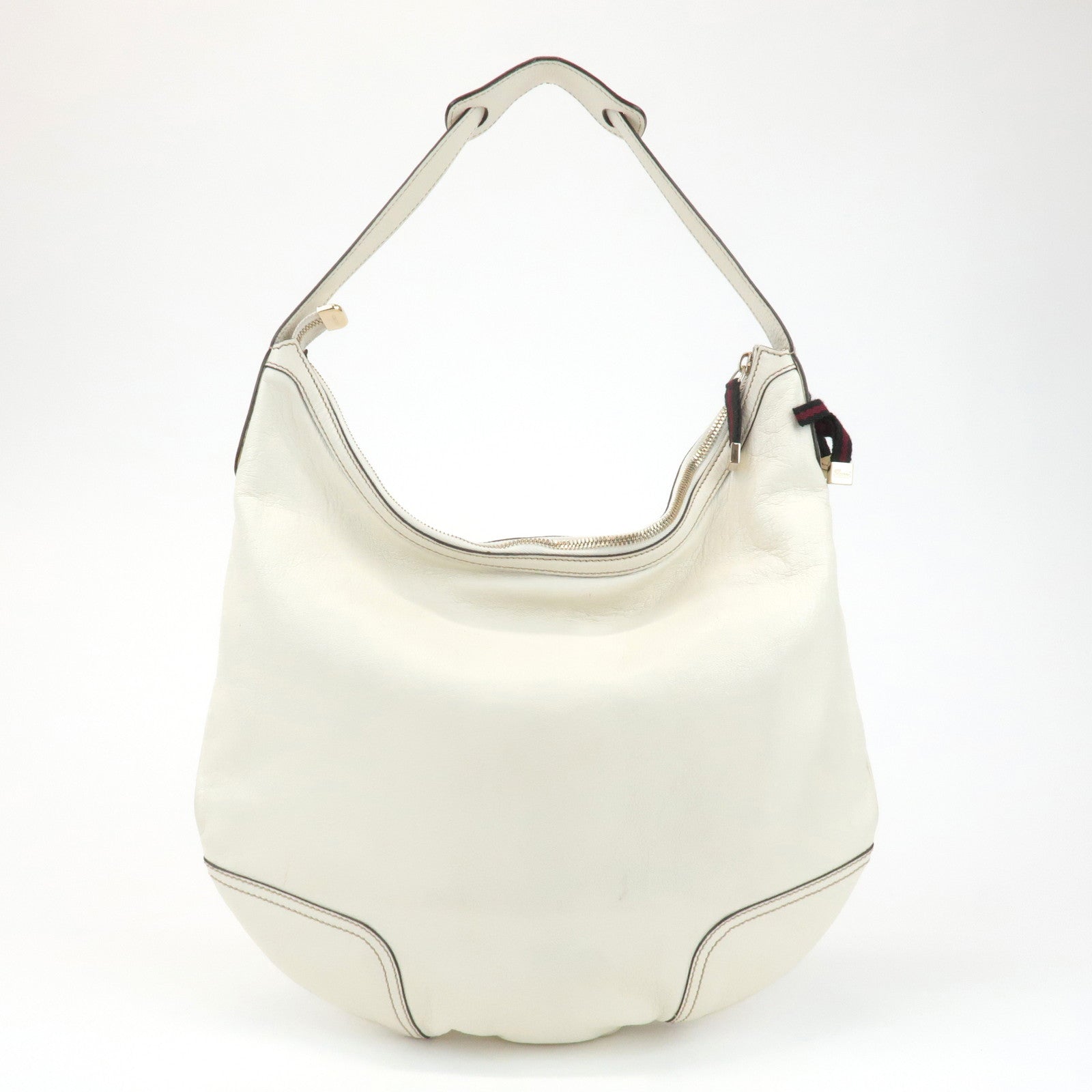 GUCCI Sherry Princy Leather Shoulder Bag White 162882 Used