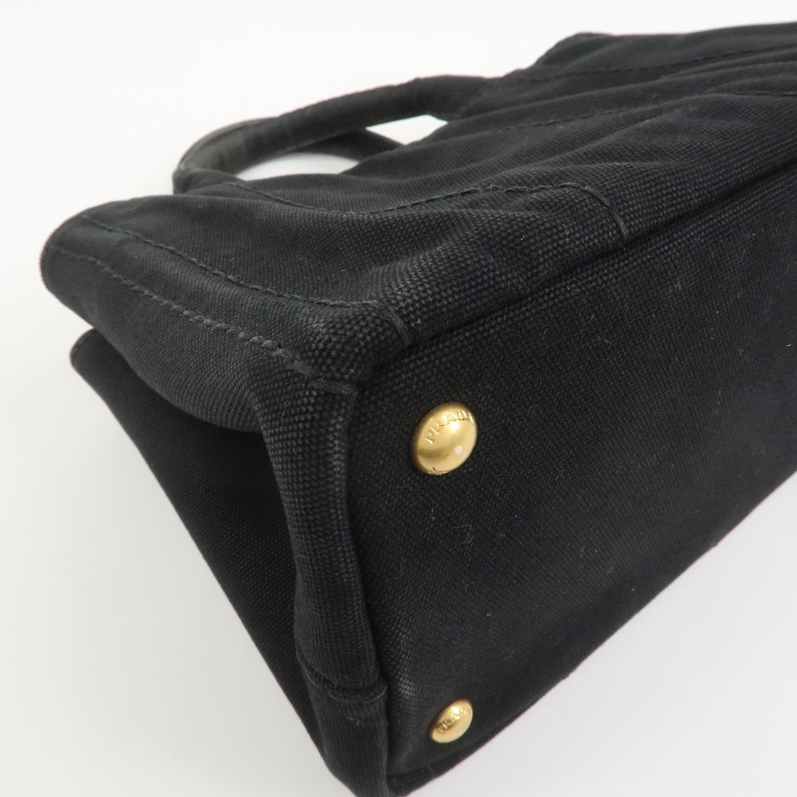 PRADA Canapa Mini Canvas 2Way Bag Hand Bag Black 1BG439