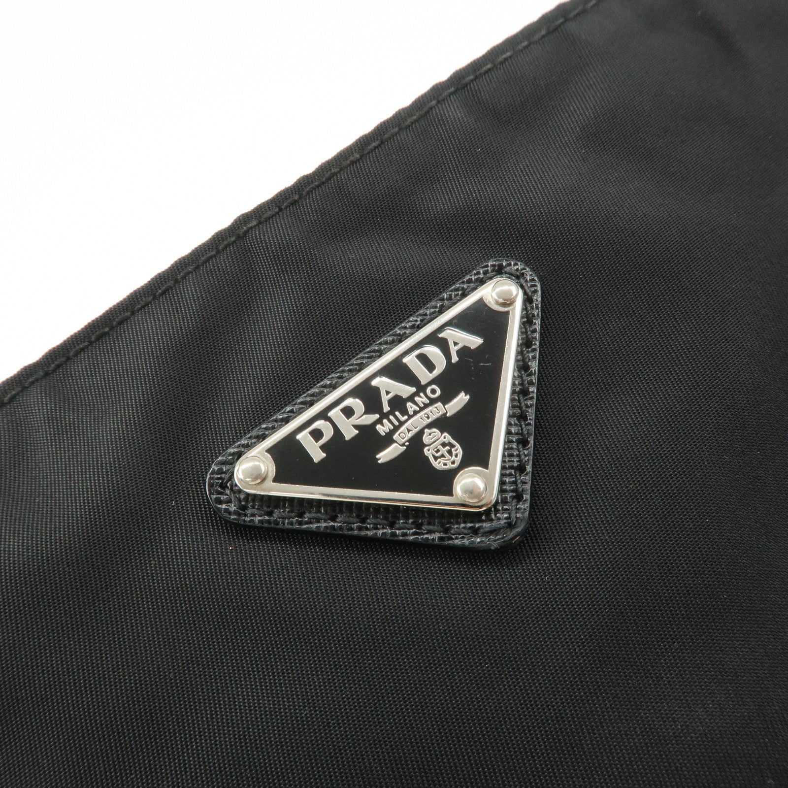PRADA Triangle Logo Nylon Shoulder Bag Crossbody Bag Black Used