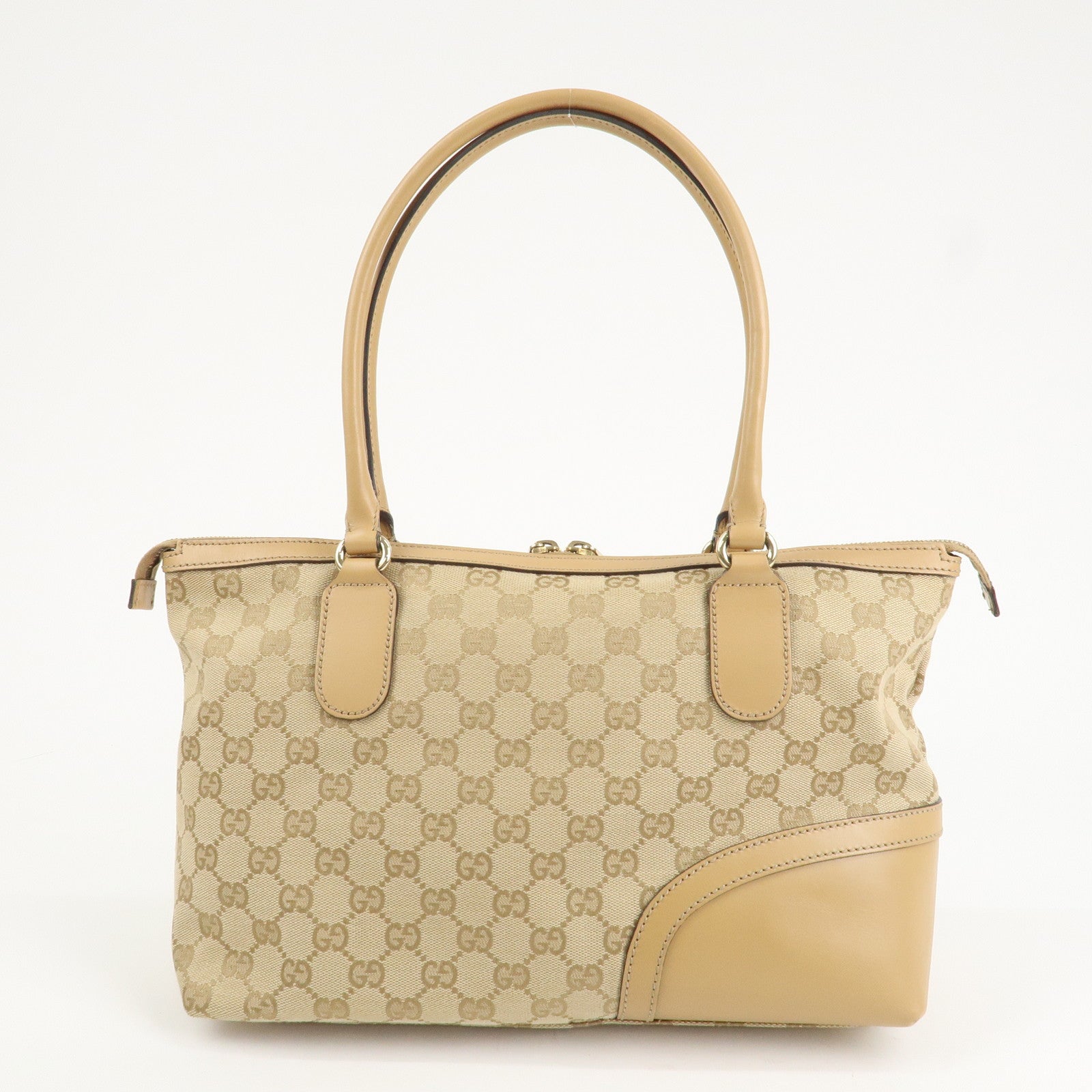 GUCCI Horsebit Sherry GG Canvas Leather Tote Bag Beige 232936 Used