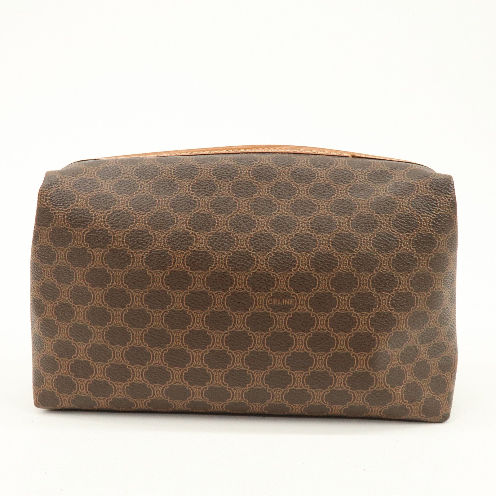 CELINE Macadam PVC Leather Pouch Cosmetic Pouch Brown