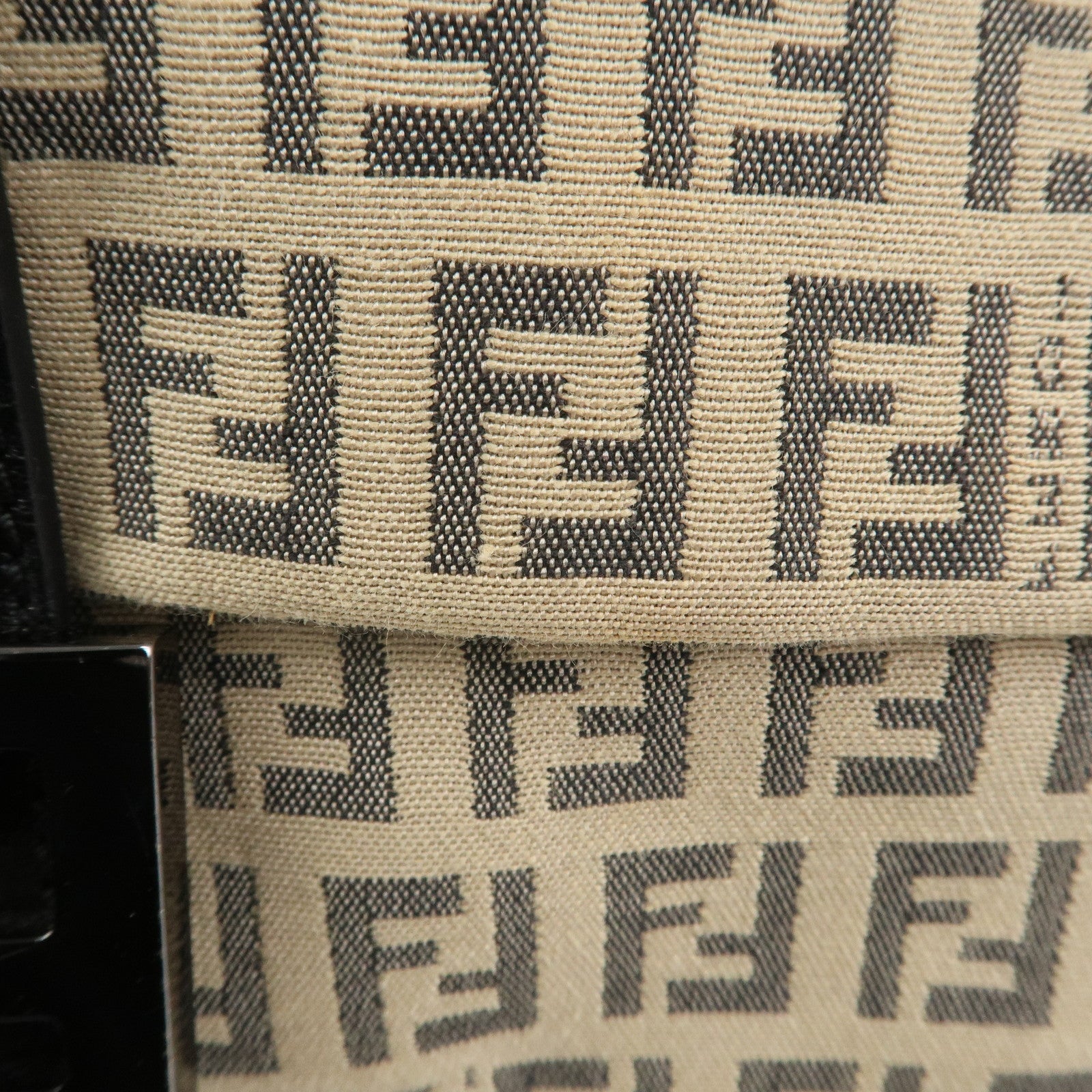 FENDI Zucchino Mamma Baguette Canvas Leather Shoulder Bag 8BR001