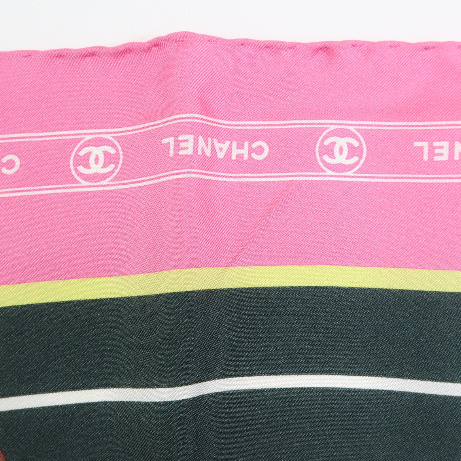 CHANEL Silk100% Scarf Paris Cuba Collection Pink Black Brown