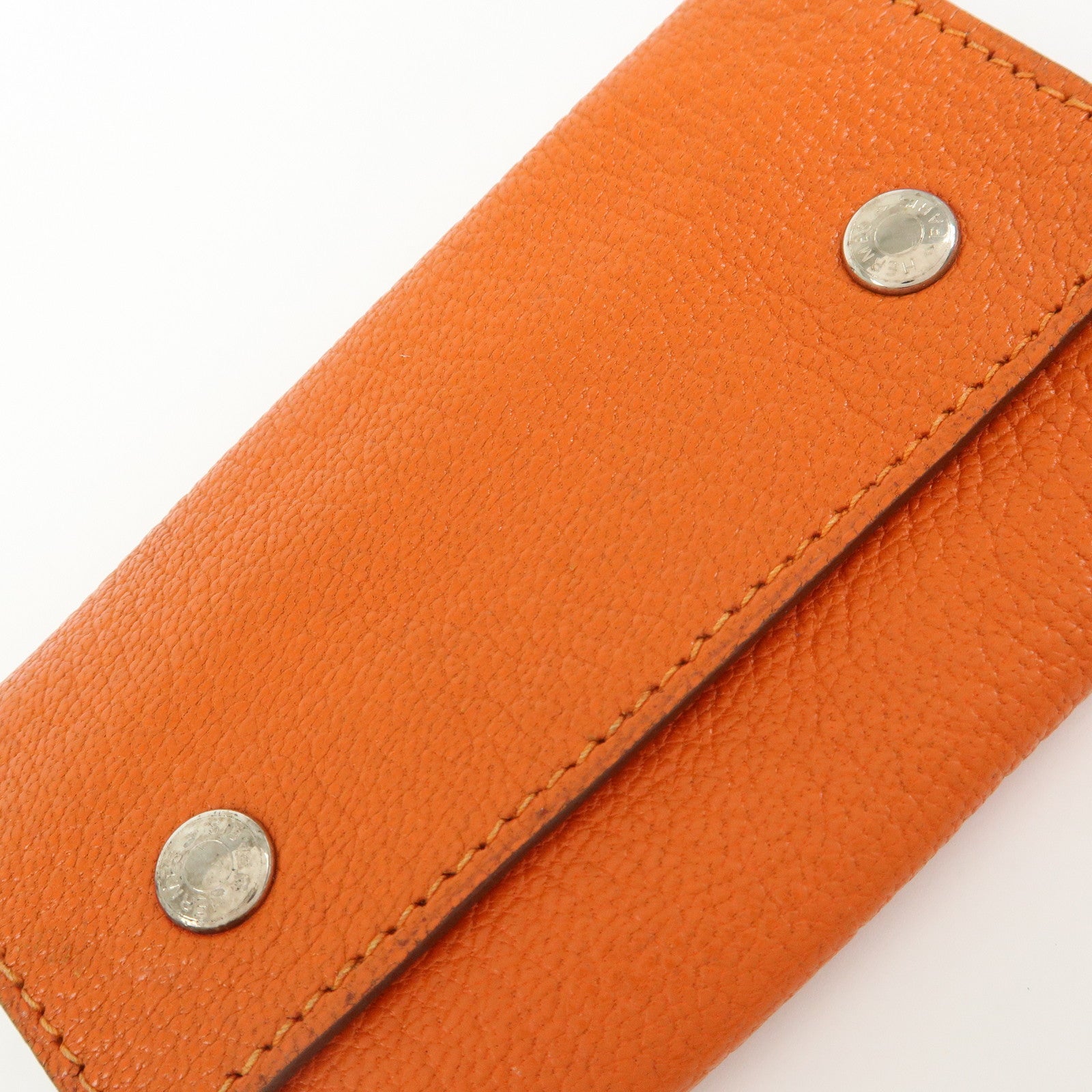 HERMES Sellier Togo Leather 4 Key Case Key Holder □F Stamped Orange