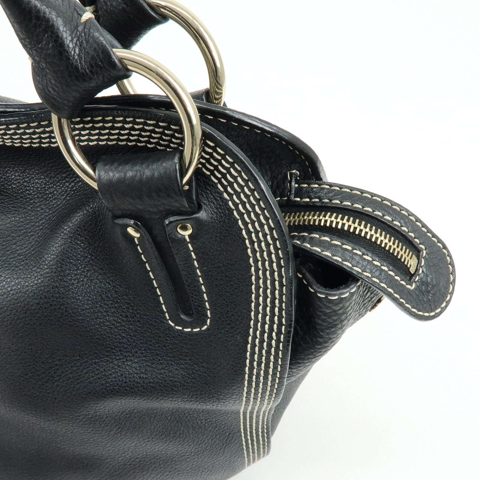 CELINE Leather Bittersweet Shoulder Bag Hand Bag Black