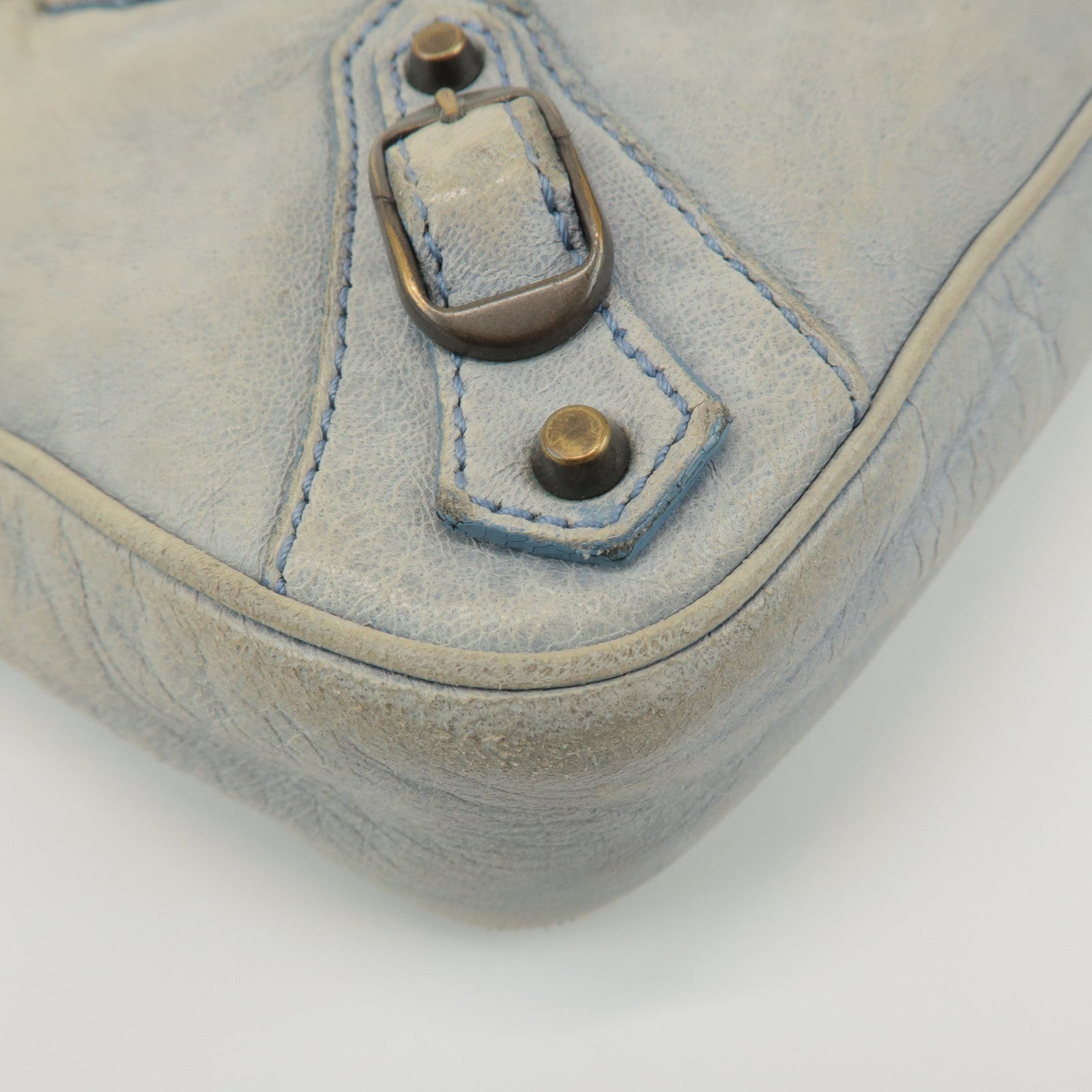 BALENCIAGA The Hip Leather Shoulder Crossbody Bag Light Blue 242803