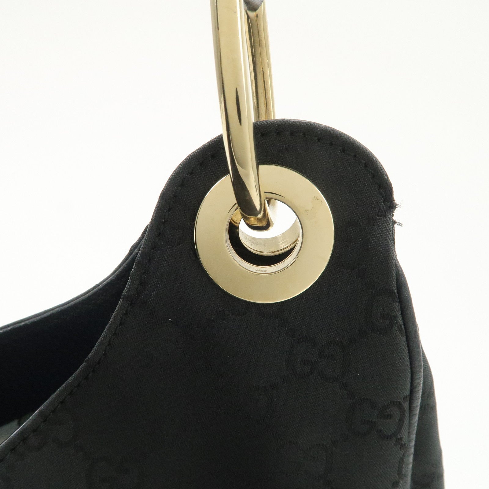 GUCCI GG Nylon Leather Shoulder Bag Hand Bag Black 257268