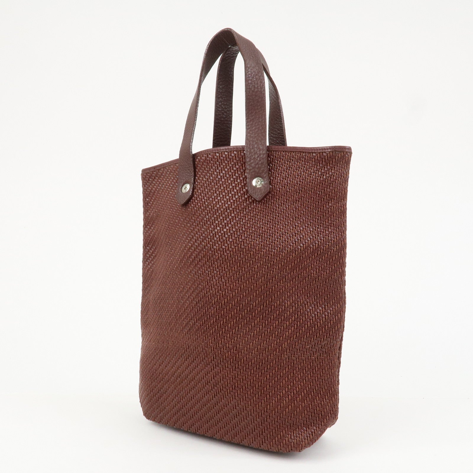 HERMES Amedaba PM Diago Leather Tote Bag Hand Bag Brown