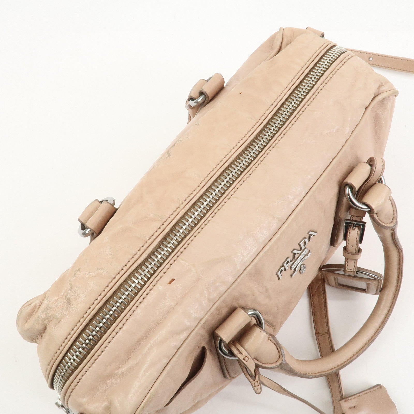 PRADA Nappa Leather 2Way Bag Hand Bag Shoulder Bag Light Pink