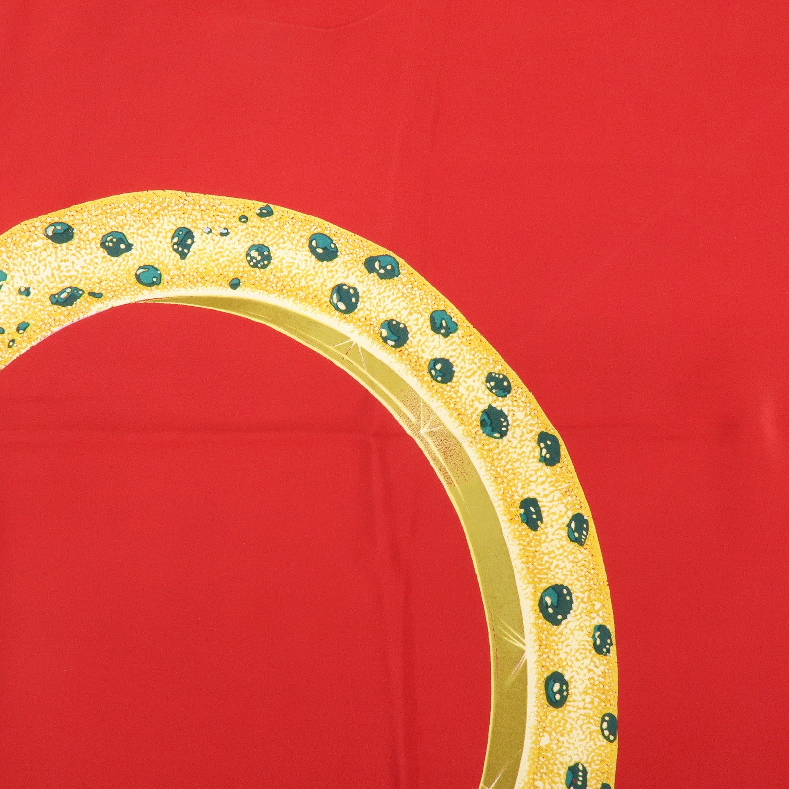 Cartier Silk 100% Scarf Ring Panthere Red Black