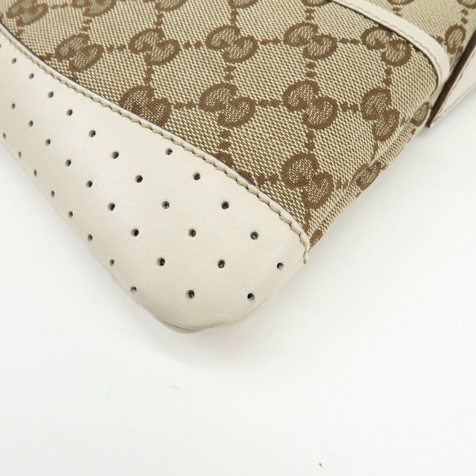 GUCCI GG Canvas Leather Shoulder Crossbody Bag Brown Ivory 147671