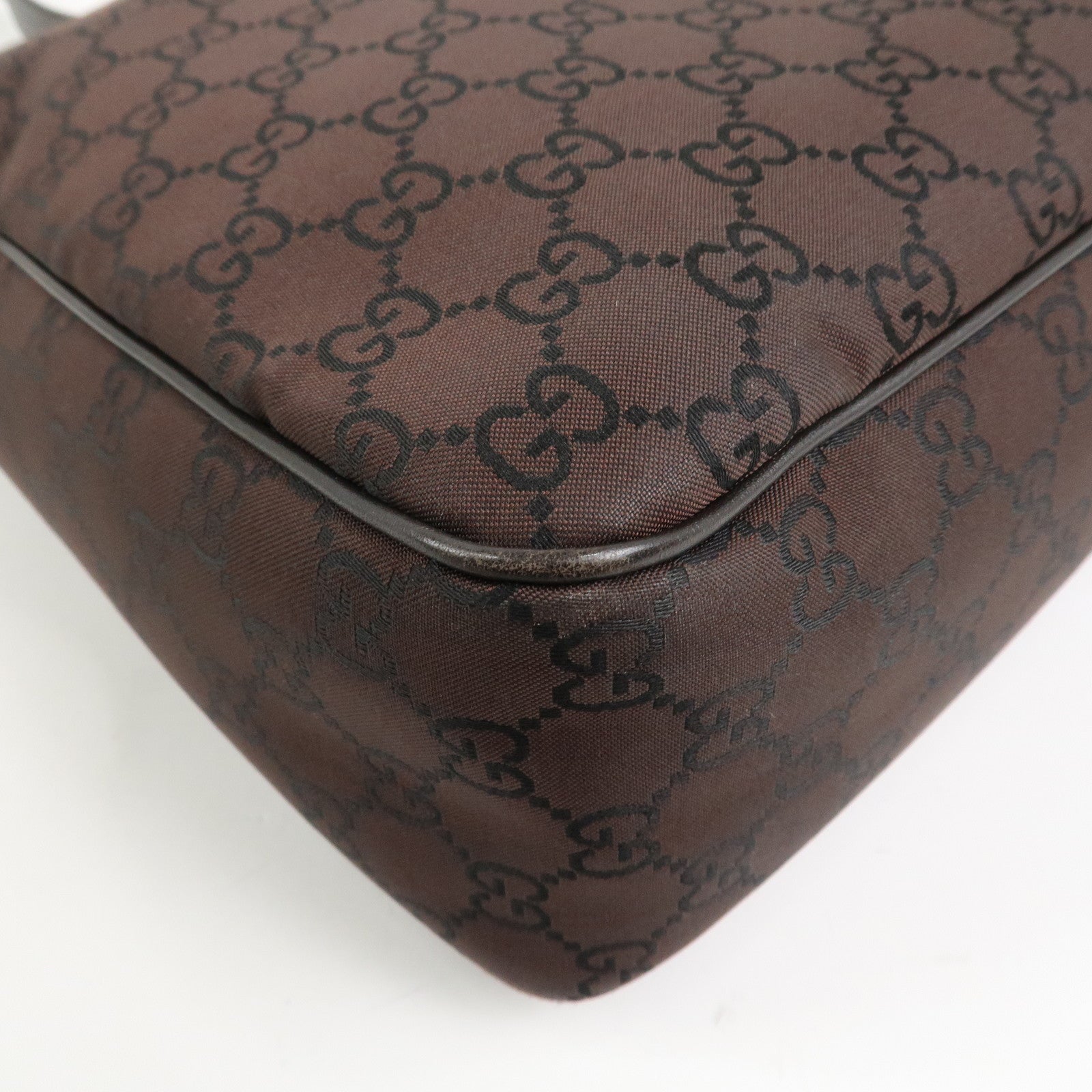 GUCCI GG Monogram Nylon Shoulder Bag Hand Bag Brown 264219