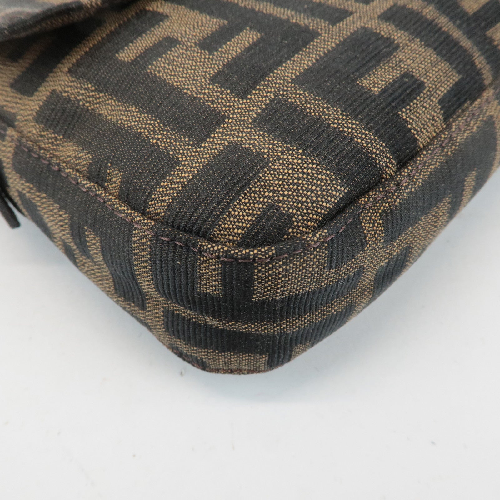 FENDI Zucca Mamma Baguette Canvas Shoulder Bag 26424 Brown Black Used