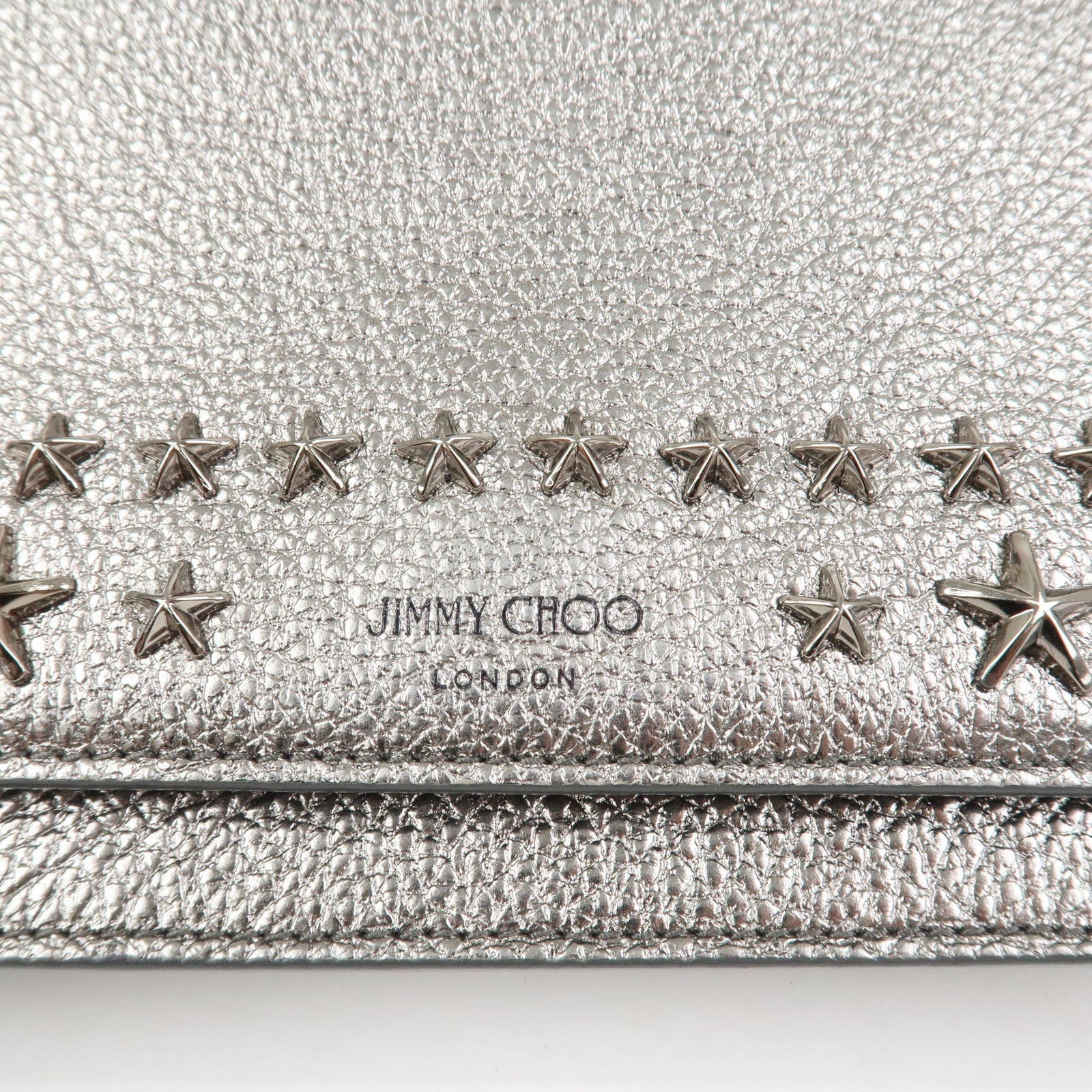 JIMMY CHOO 2Way Leather Chain Shoulder Bag Crossbody Bag Silver