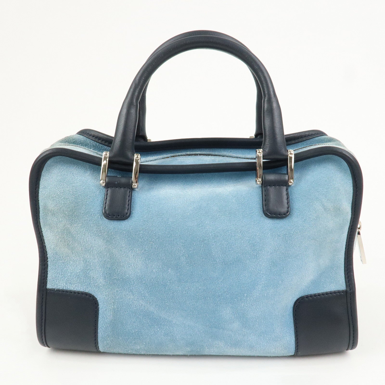 LOEWE Anagram Suede Leather Amazona 28 Hand Bag Blue