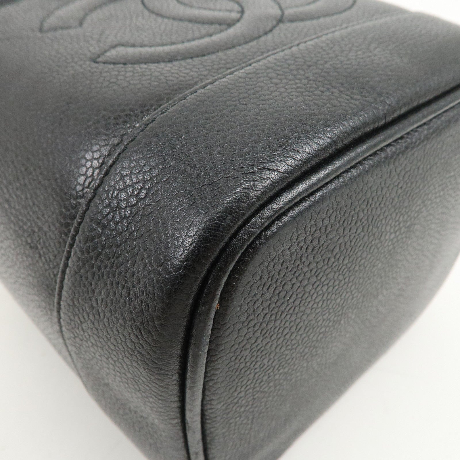 CHANEL COCO Mark Caviarskin Vanity Bag Hand Bag Black A01998
